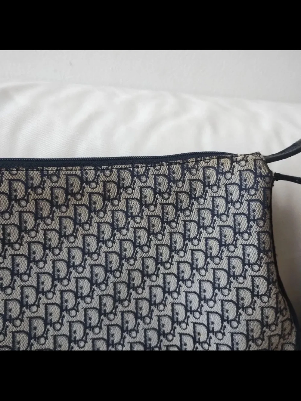 Dior Gray and Navy Oblique Logo Crossbody Messenger Bag